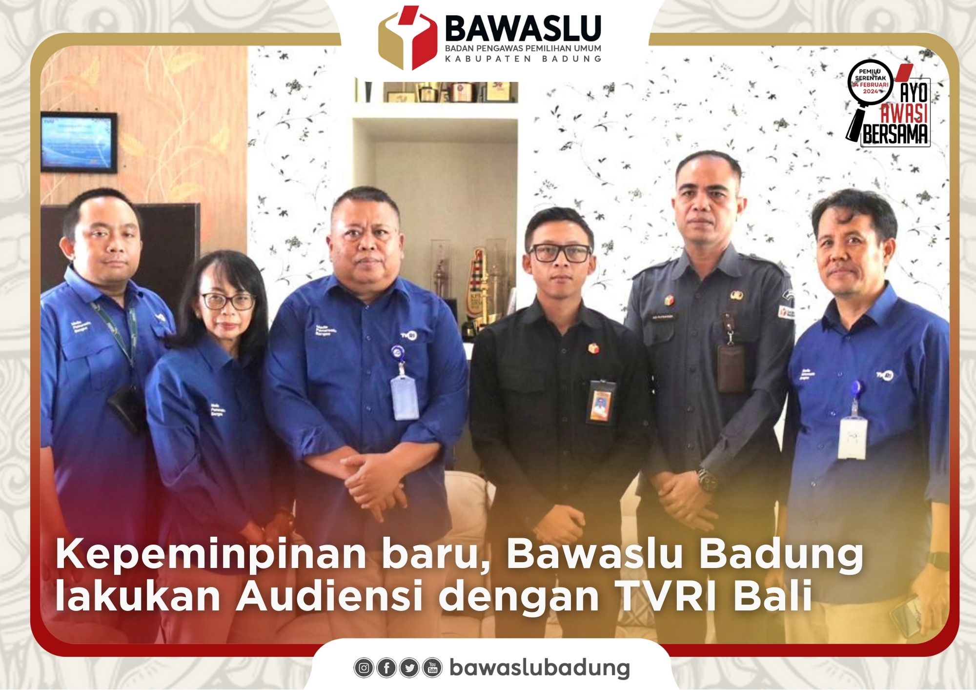 Kepemimpinan Baru, Bawaslu Badung lakukan Audiensi dengan TVRI Bali