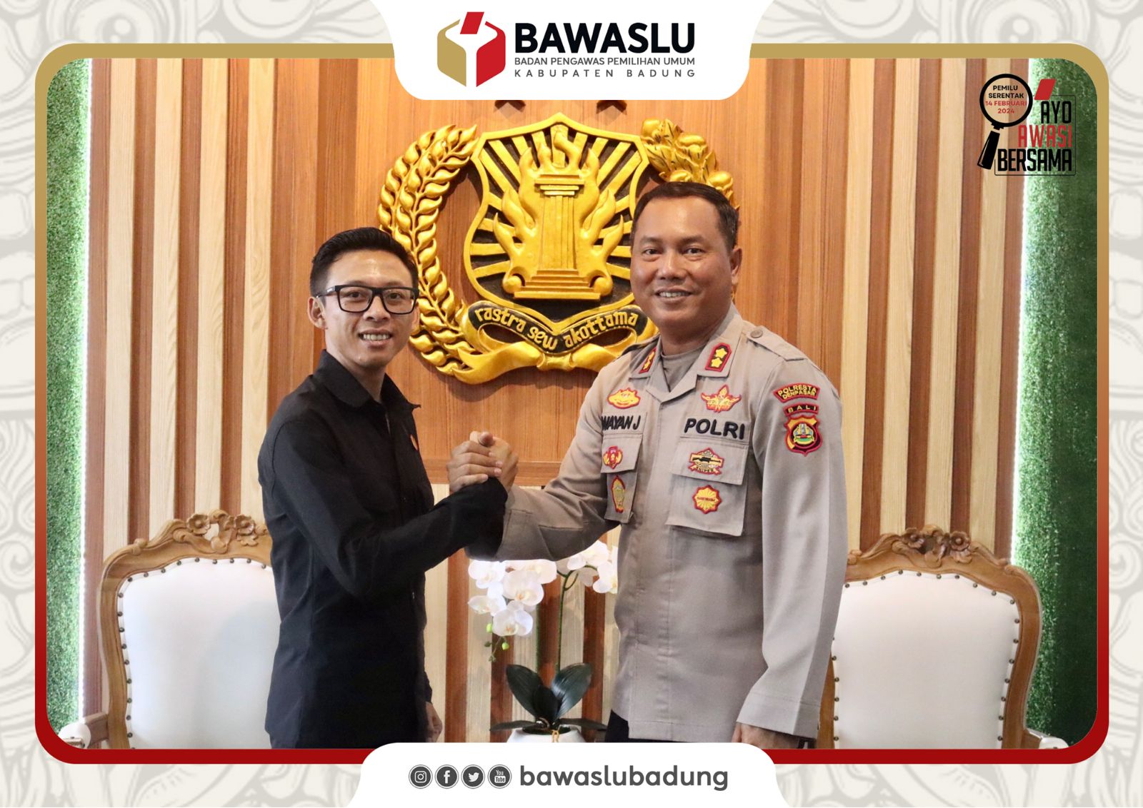 Sinergi Bawaslu Badung bersama Polresta Denpasar, Sukseskan Pemilu