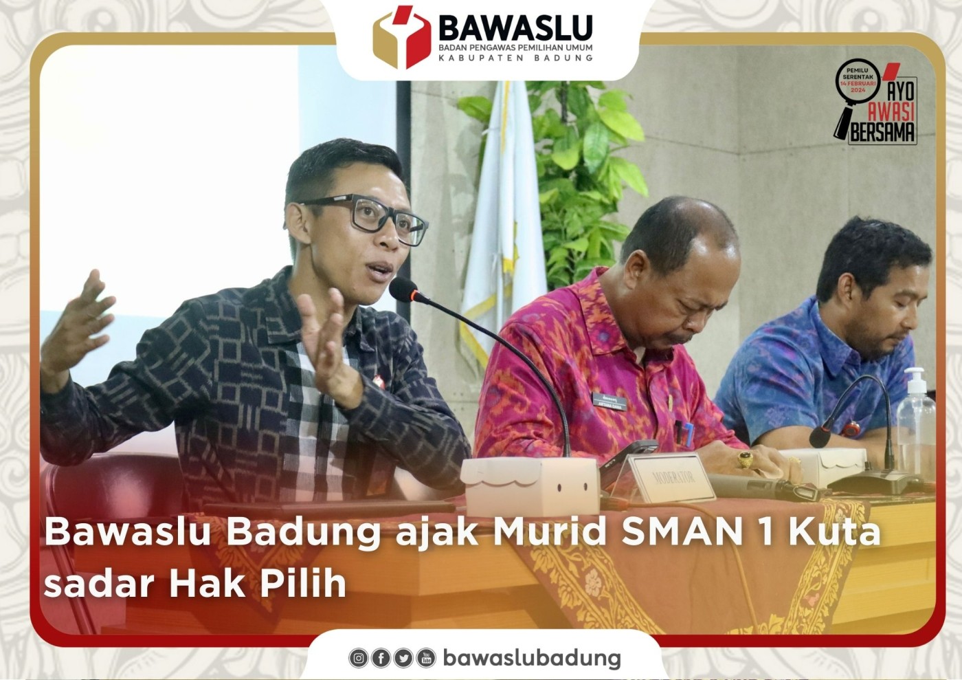 Bawaslu Badung ajak Murid SMAN 1 Kuta sadar Hak Pilih