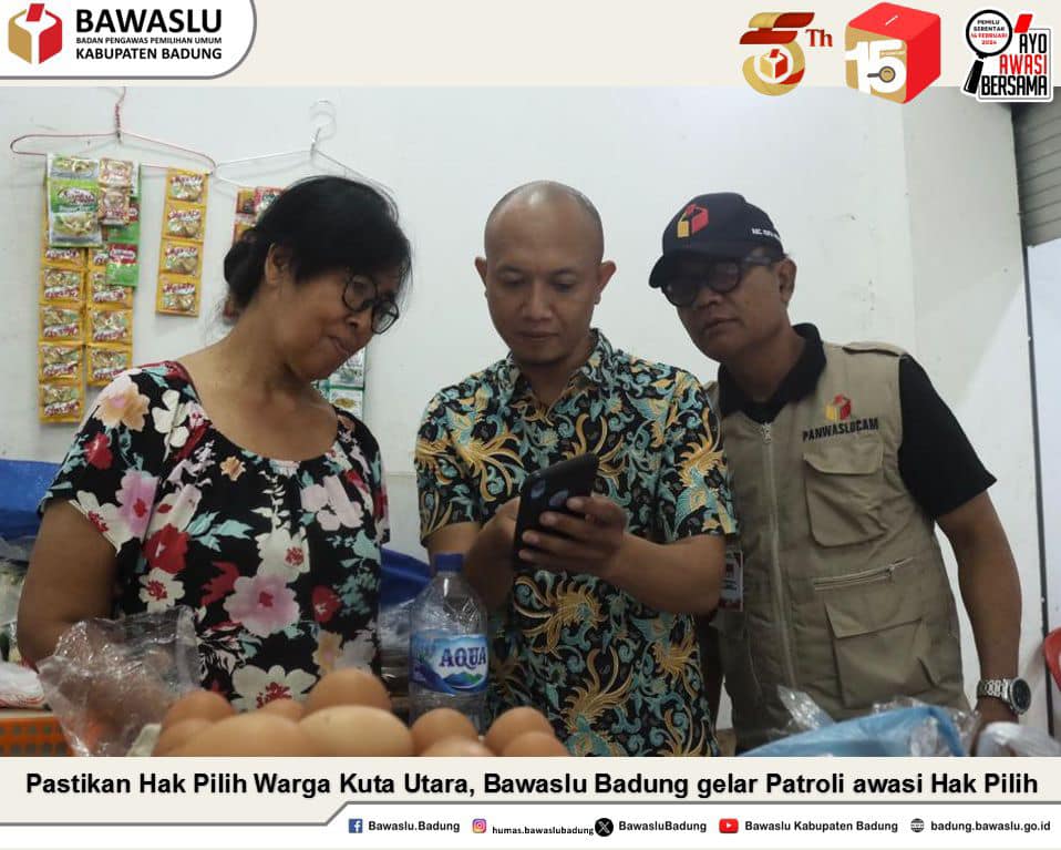 Pastikan Hak Pilih Warga Kuta Utara, Bawaslu Badung gelar Patroli kawal Hak Pilih