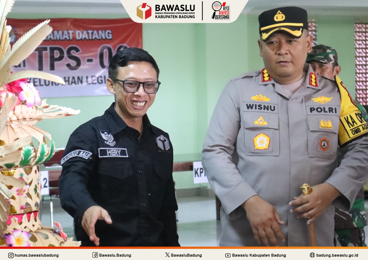 Bawaslu Kabupaten Badung bersama Bupati Badung, dan Forum Komunikasi Pimpinan Daerah (Forkopimda) Kabupaten Badung Lakukan Pemantauan TPS Badung Selatan