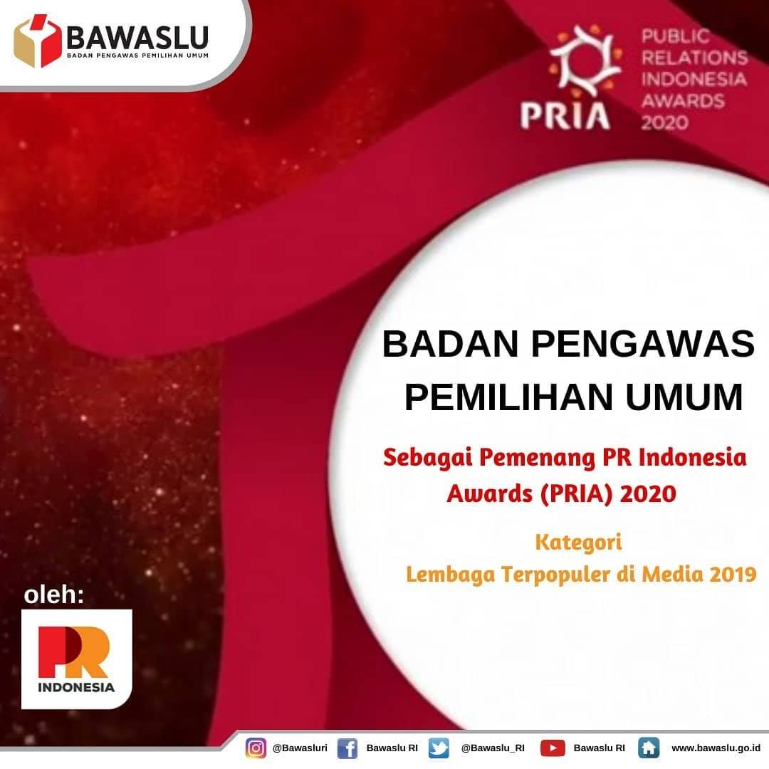 BAWASLU RAIH PENGHARGAAN LEMBAGA TERPOPULER DI MEDIA 2019