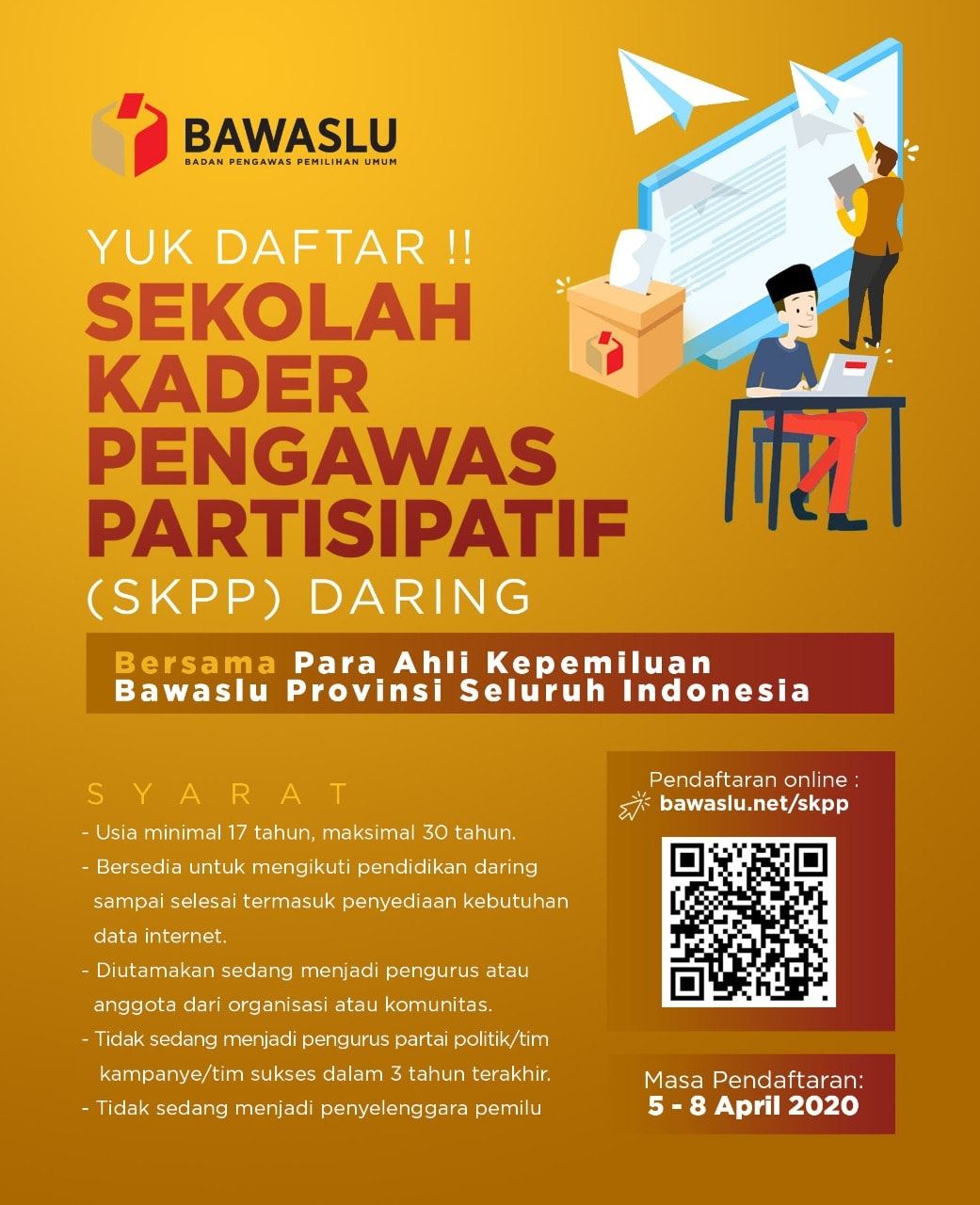 BAWASLU MEMBUKA SEKOLAH (ONLINE) KADER PENGAWAS PARTISIPATIF