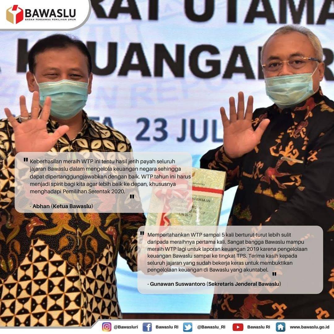 Bawaslu (Kembali) Raih Opini WTP, Lima Kali Berturut-turut