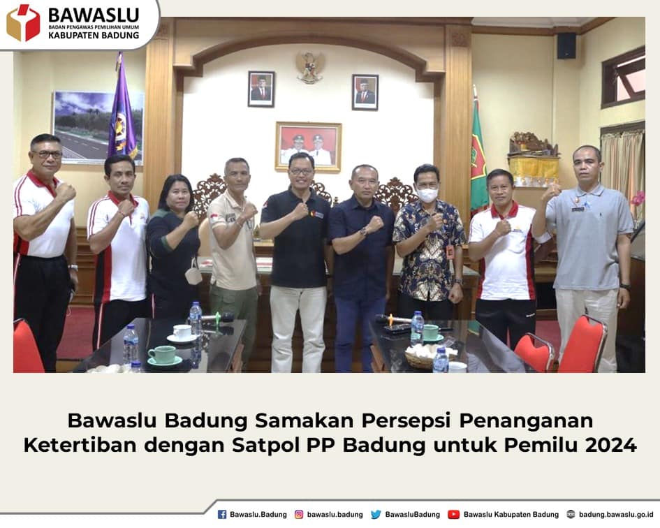 Bawaslu Badung Samakan Persepsi Penanganan Ketertiban dengan Satpol PP Badung untuk Pemilu 2024