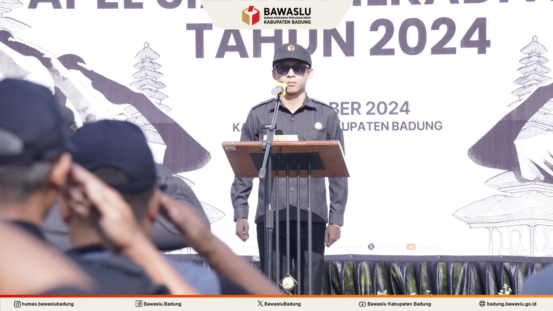 I Putu Hery Indrawan pada saat memimpin Apel Siaga Serentak Pilkada Bali di Badung tahun 2024