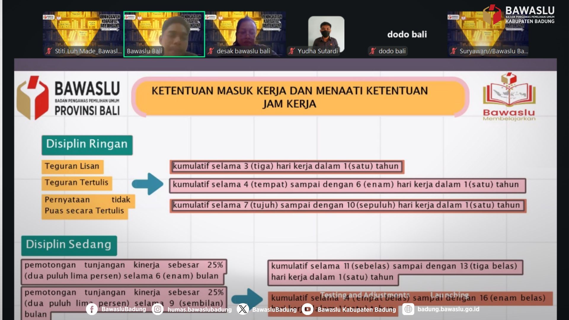 Pemaparan Aturan Disiplin bagi ASN di Bawaslu