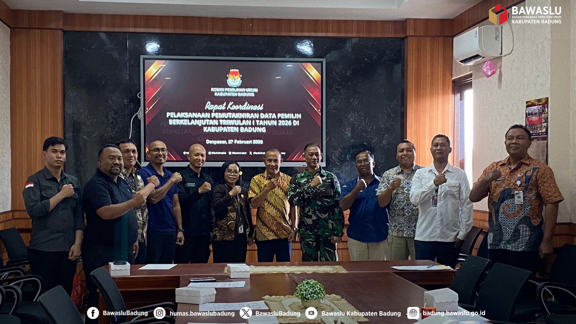 Foto Bersama pada Rakor PDPB TW I 2026 di KPU Badung
