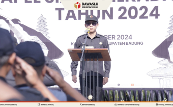 I Putu Hery Indrawan pada saat memimpin Apel Siaga Serentak Pilkada Bali di Badung tahun 2024